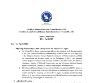 Advancing Human Rights in Southeast Asia 1st SEANF TWG Meeting 2025